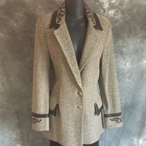 st john couture brown multi leather trim jacket 4